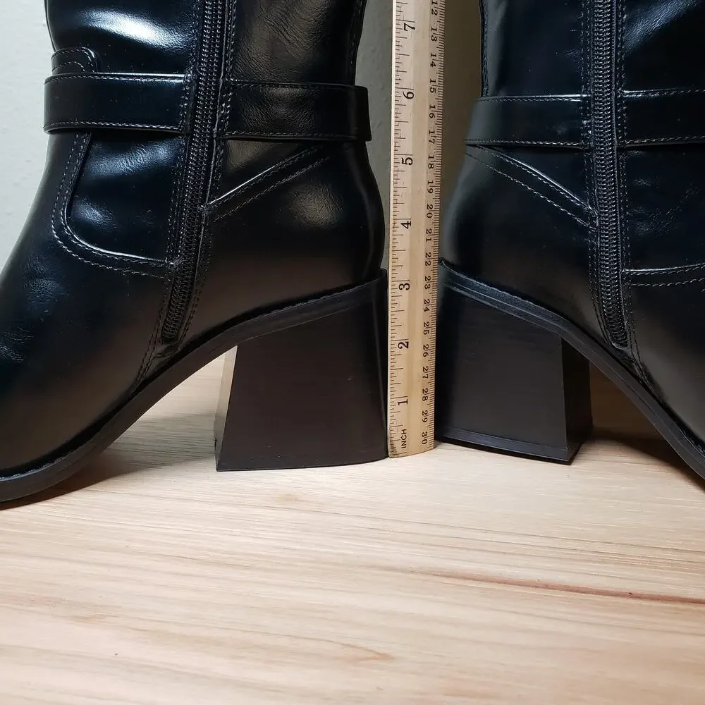 Vince Camuto‎ Women's 8.5 Sherea Faux Leather Tall Riding Boots Black Equestrian